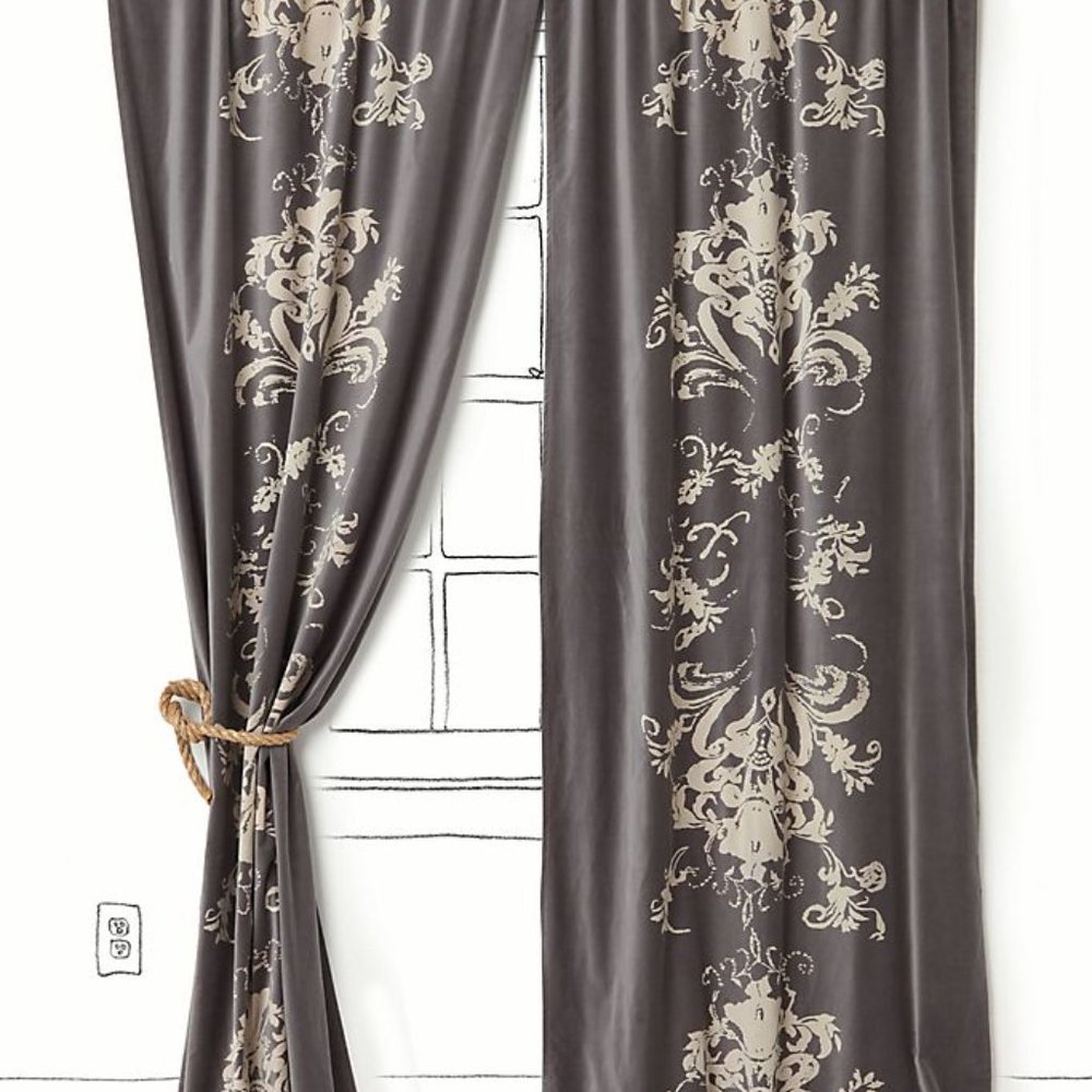 Anthropologie Viceroy Velvet Curtains in Grey